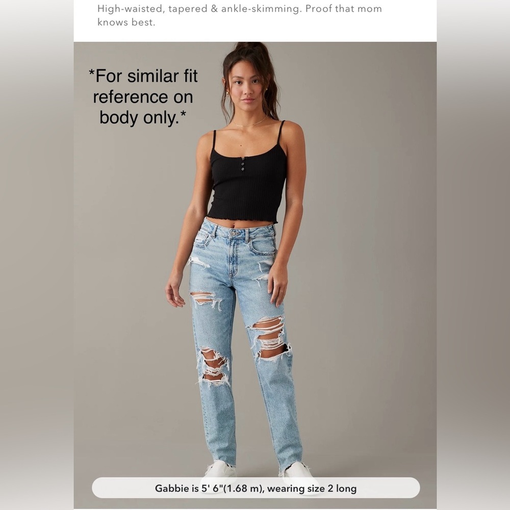 American Eagle ripped mom jeans, size 28W, regular inseam, high rise